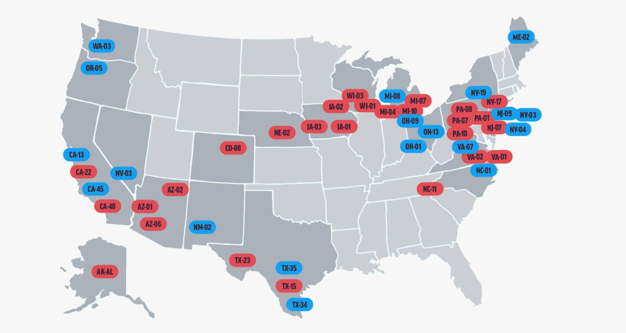 House Victory Map showing competitive districts